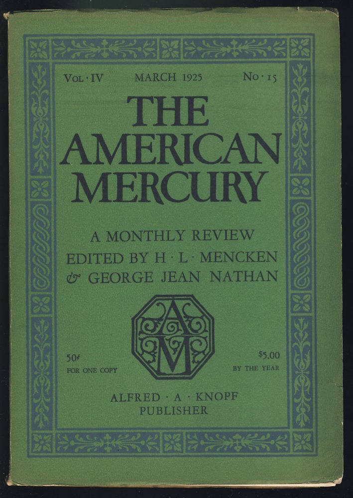 Item #31201 The American Mercury March 1925. H. L. Mencken, ed.