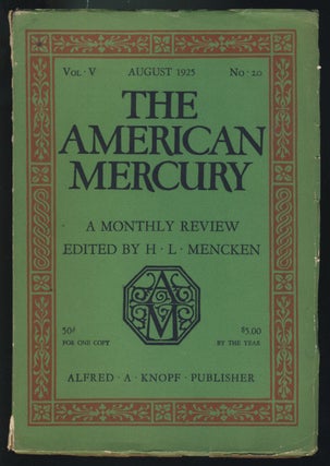Item #31206 The American Mercury August 1925. H. L. Mencken, ed