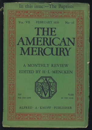 Item #31210 The American Mercury February 1926. H. L. Mencken, ed