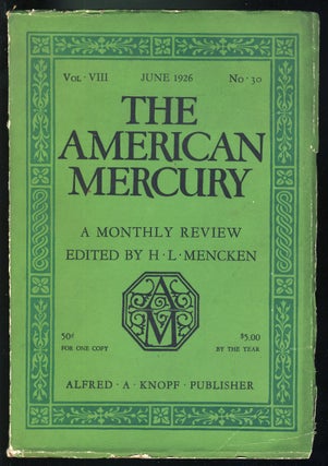 Item #31213 The Eugenics Cult in The American Mercury June 1926. Clarence Darrow