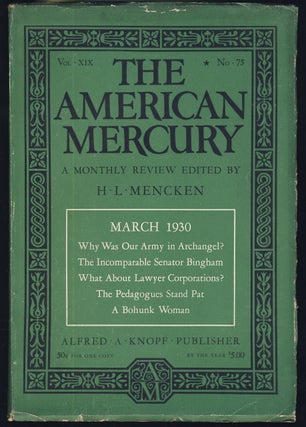 Item #31230 The American Mercury March 1930. H. L. Mencken, ed