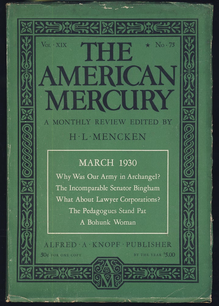 Item #31230 The American Mercury March 1930. H. L. Mencken, ed.