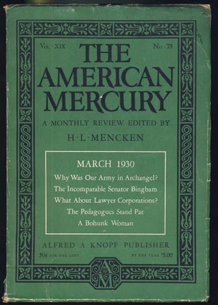 Item #31231 The American Mercury March 1930. H. L. Mencken, ed