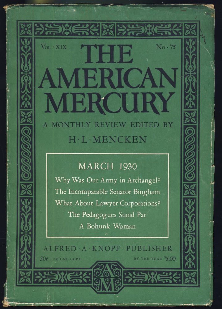 Item #31231 The American Mercury March 1930. H. L. Mencken, ed.