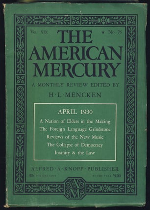 Item #31232 The American Mercury April 1930. H. L. Mencken, ed