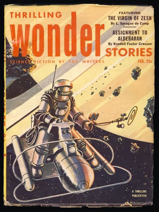 Item #31581 The Virgin of Zesh in Thrilling Wonder Stories February 1953. L. Sprague de Camp