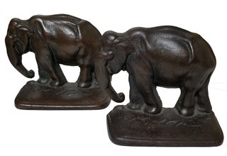 Item #32013 Pair of Vintage Bronzed Cast Iron Elephant Bookends