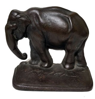 Pair of Vintage Bronzed Cast Iron Elephant Bookends.