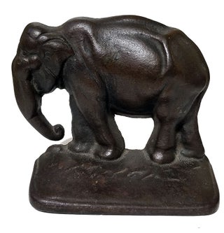 Pair of Vintage Bronzed Cast Iron Elephant Bookends.