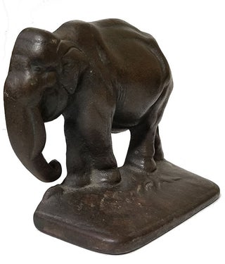 Pair of Vintage Bronzed Cast Iron Elephant Bookends.