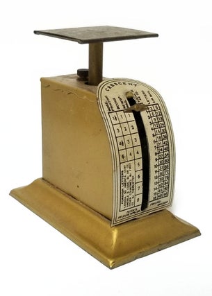 Item #32089 1903 Pelouze Crescent Postal Scale in Box. Pelouze