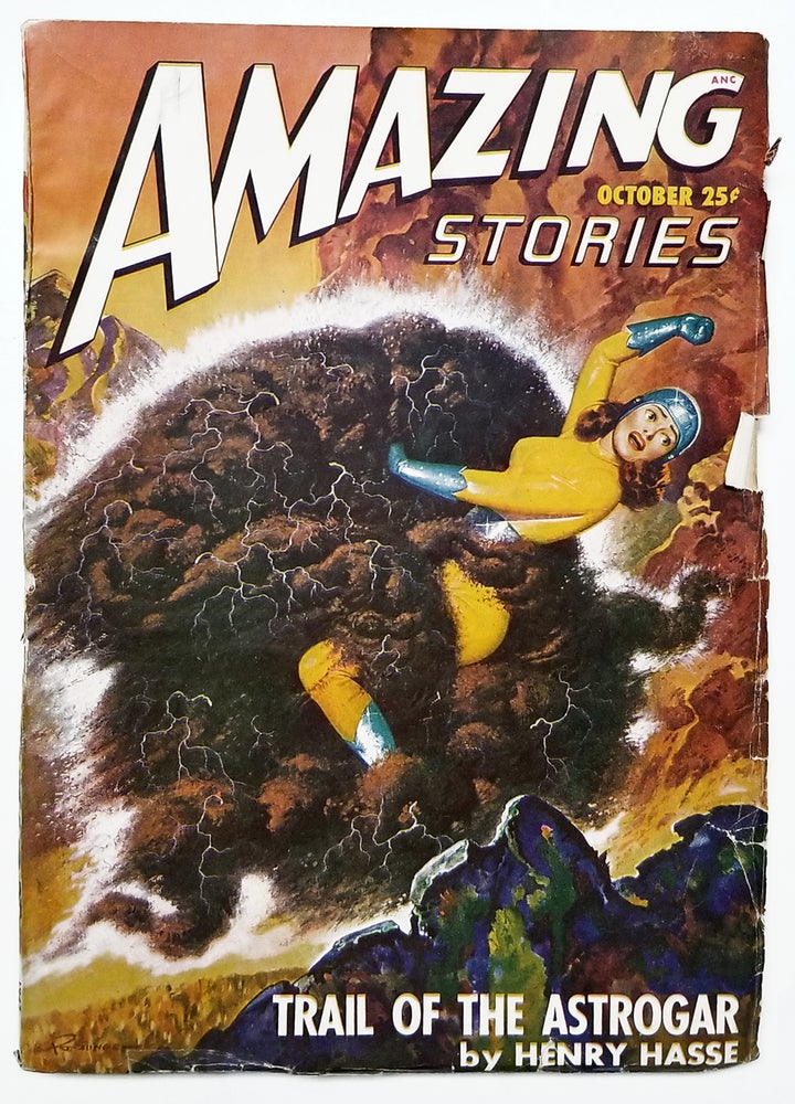 Item #32535 Trail of the Astrogar in Amazing Stories October 1947. Henry Hasse.