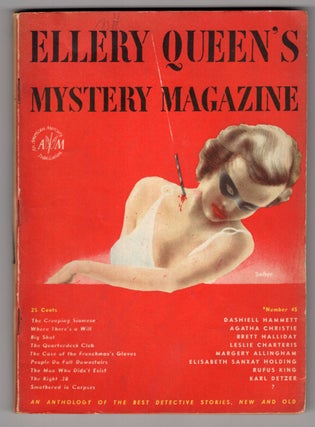 Item #32705 The Creeping Siamese in Ellery Queen's Mystery Magazine August 1947. Dashiell Hammett