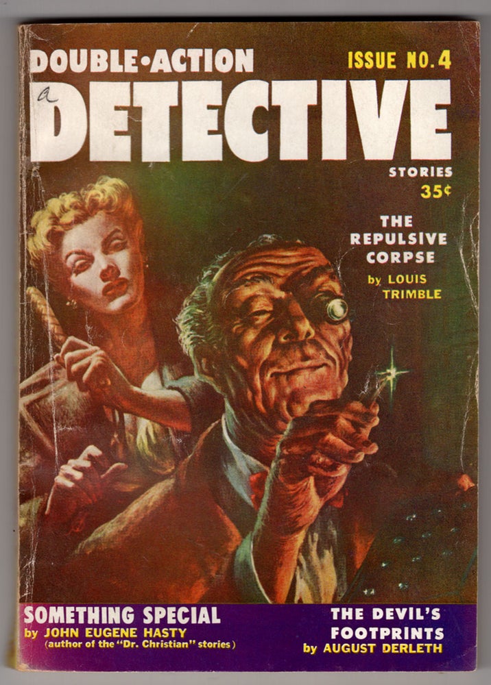 Item #32708 The Devil's Footprints in Double-Action Detective Stories No. 4. August Derleth.