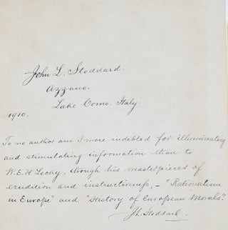 A Memoir of the Right Hon. William Edward Hartpole Lecky. (John Lawson Stoddard's Copy with a Poignant Inscription on the Front Free Endpaper).