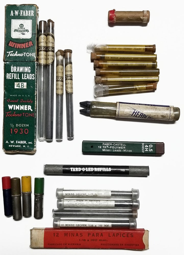 Item #32992 Assortment of Vintage German/British/Argentinian Mechanical Pencil Leads. Mechanical Pencil Refills.
