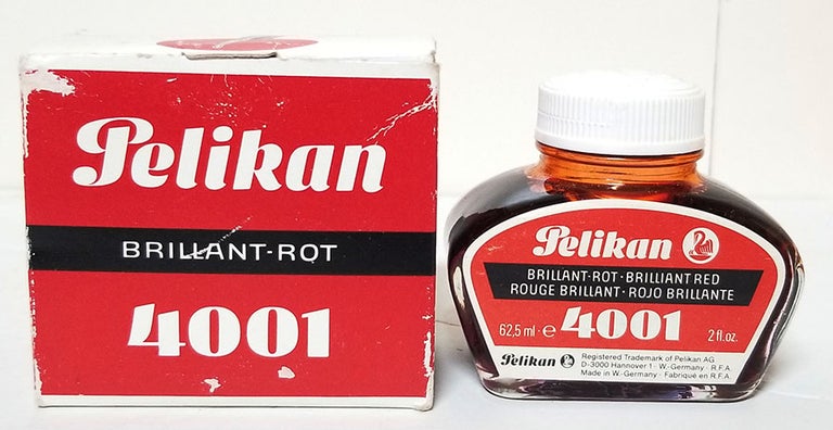 Item #33016 Vintage Pelikan 4001 Brilliant Red Ink in Box. Pelikan.