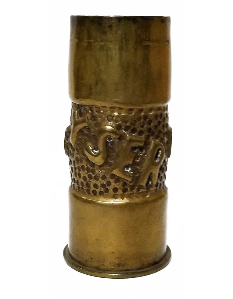 Item #33150 Decorative German Artillery 37mm Hotchkiss Shell Case Yser 1914-1918. WW I. Trench Art.