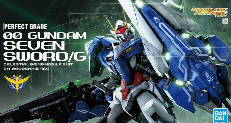 Item #33528 00 Gundam Seven Sword/G Celestial Being Mobile Suit Perfect Grade New in Box. Bandai.