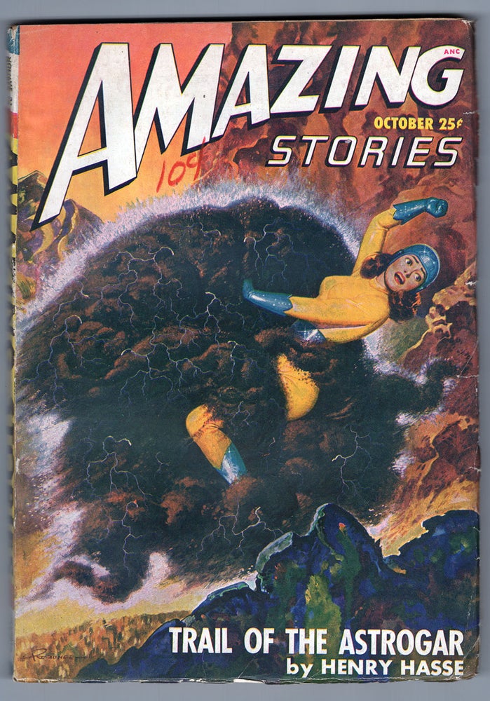 Item #33637 Trail of the Astrogar in Amazing Stories October 1947. Henry Hasse.