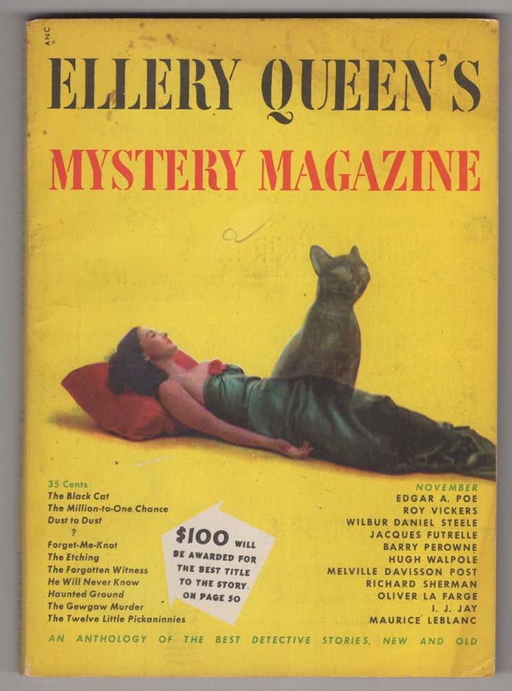 Item #33804 The Black Cat in Ellery Queen's Mystery Magazine November 1949. Edgar Allan Poe.