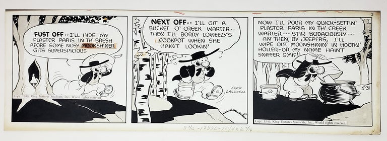 Item #33883 Fred Lasswell Barney Google and Snuffy Smith Daily Comic Strip Original Art Dated 5-31-49. Fred Lasswell.