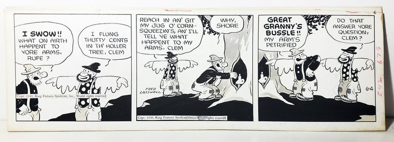 Item #33896 Fred Lasswell Barney Google and Snuffy Smith Daily Comic Strip Original Art Dated 6-4-49. Fred Lasswell.