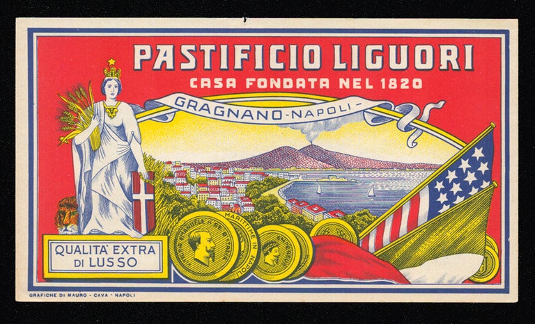Item #33996 Vintage Pastificio Liguori Pasta Label. Italy - Naples - Pasta Crate Labels.