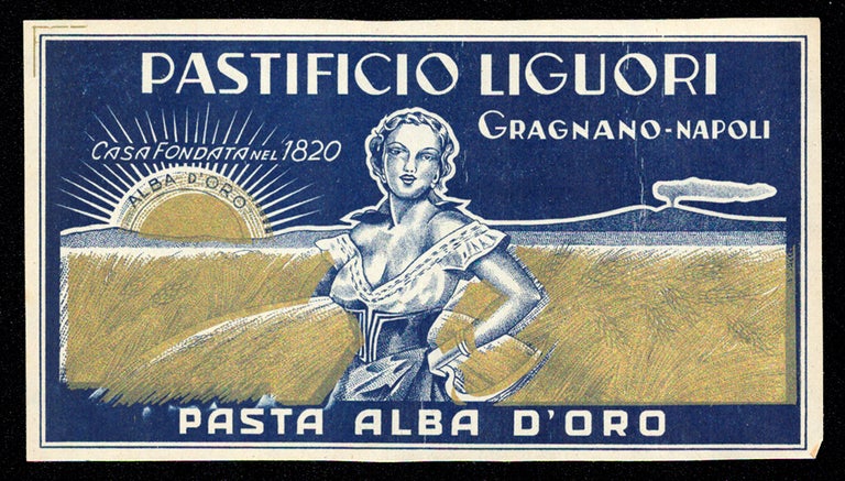 Item #33997 Vintage Pastificio Liguori Alba D'Oro Pasta Label. Italy - Naples - Pasta Crate Labels.