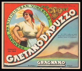 Item #33998 Vintage Gaetano D'Apuzzo Pasta Label #2. Italy - Gragnano - Pasta Crate Labels