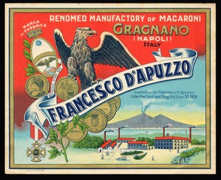 Item #33999 Vintage Francesco D'Apuzzo Pasta Label. Italy - Gragnano - Pasta Crate Labels