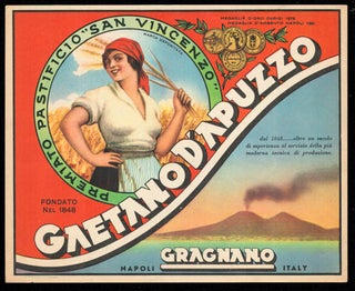 Item #34002 Vintage Francesco D'Apuzzo Pasta Label. Italy - Gragnano - Pasta Crate Labels