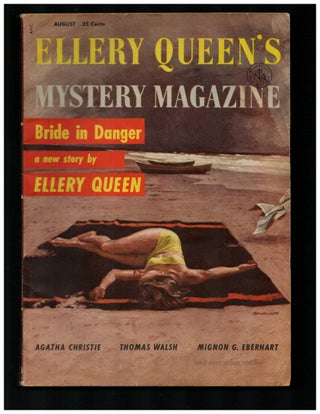 Item #34497 Shadow in the Night in Ellery Queen's Mystery Magazine August 1955. Agatha Christie