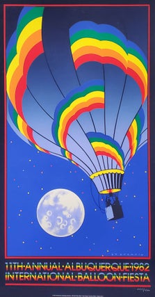 11th Annual Albuquerque International Balloon Fiesta 1982 Limited Edition Vintage Silk-Screen Poster. Stephen Landry St. Germain.