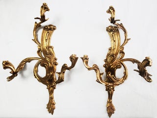 Item #34820 Vintage Italian Rococo Solid Brass Sconces. Italian Rococo