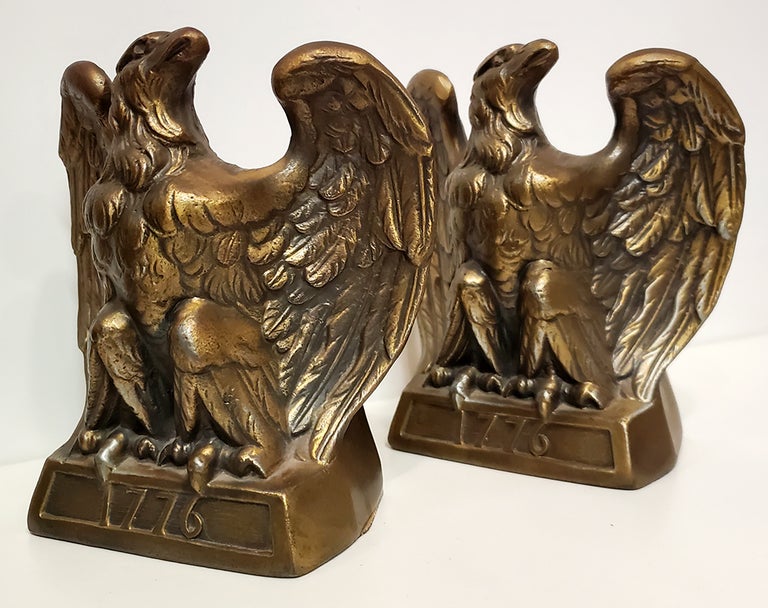 Item #34826 Vintage 1776 Colonial Virginia Brass Eagle Bookends. Bookends.