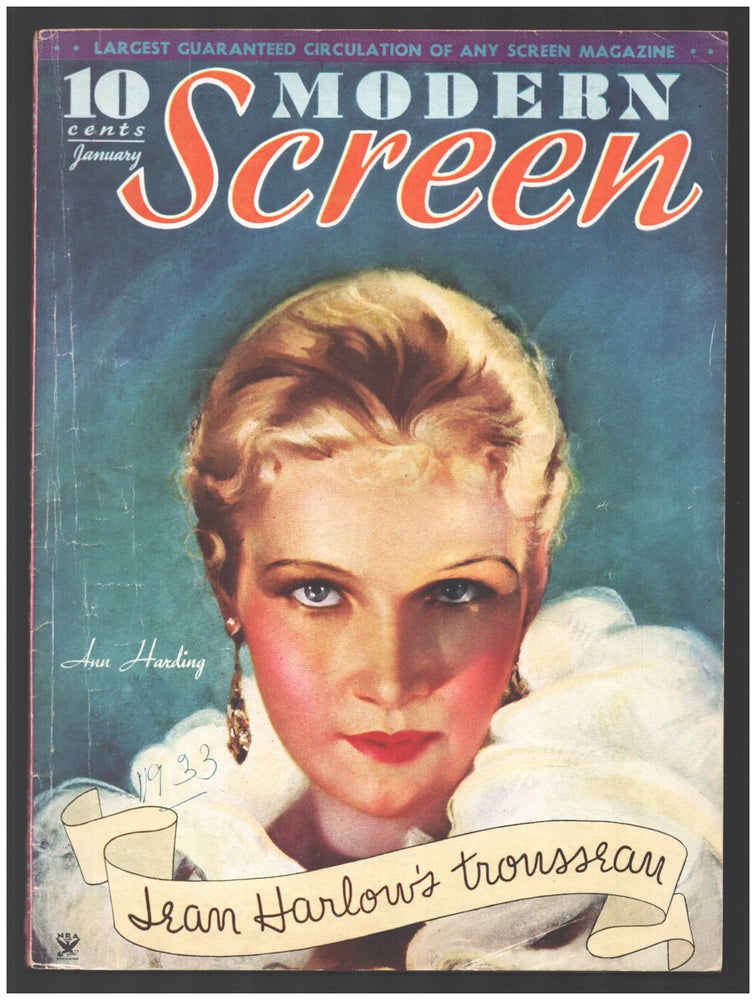 Item #34835 Modern Screen January 1933. (Ann Harding Cover). Regina Cannon, ed.