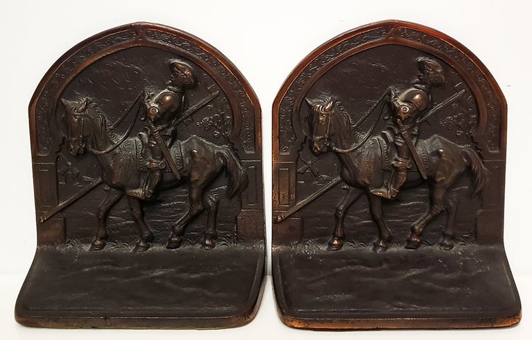 Item #34838 Vintage Hubley Don Quixote Cast Iron Bookends. Bookends - Hubley.