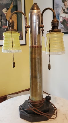 Item #34857 Large Trench Art Artillery Table Lamp. Trench Art