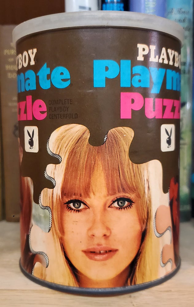 Item #34862 Playboy Playmate Puzzle in a Can Featuring Connie Kreski. Hugh Hefner.