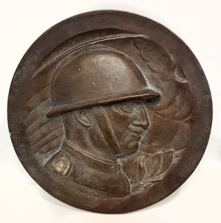 Item #34874 Italian World War I Large Bronze Head Commemorative Relief. World War I