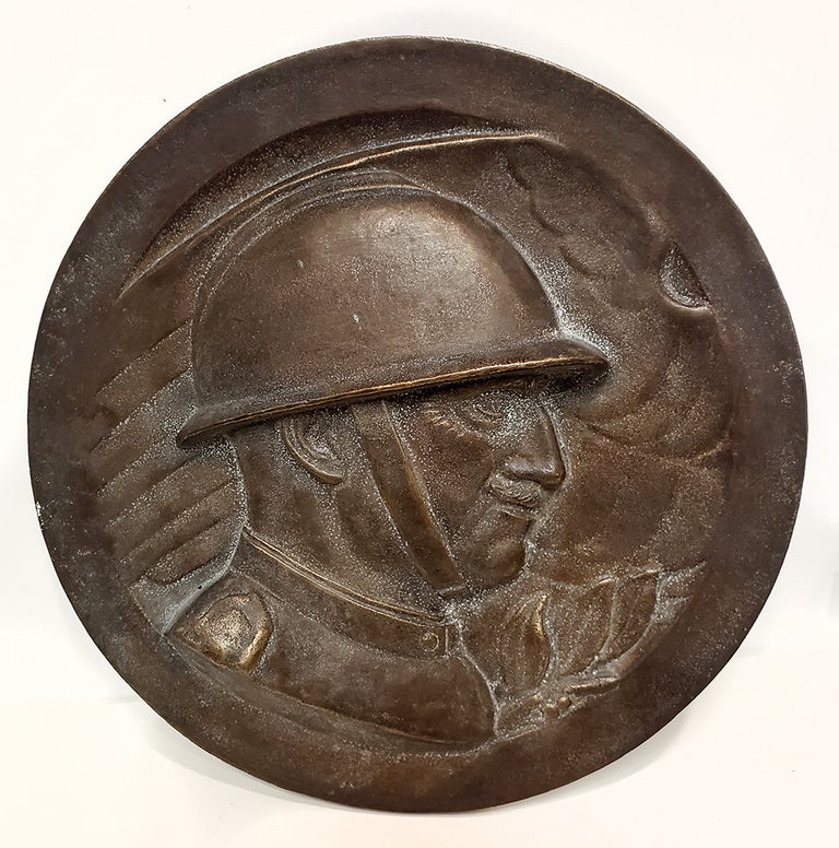 Item #34874 Italian World War I Large Bronze Head Commemorative Relief. World War I.