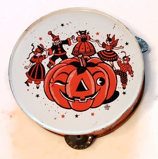 Item #34875 Vintage U. S. Metal Toy Tin Litho Halloween Tambourine. Halloween
