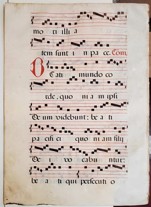 Item #34973 Early 17th Century Manuscript Antiphonal Leaf with Initials on Vellum. Illuminated...