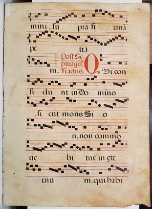 Item #34980 Early 17th Century Manuscript Antiphonal Leaf with Initials on Vellum. Illuminated...