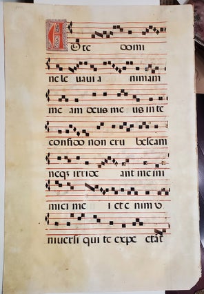 Item #34999 16th Century Manuscript Antiphonal Leaf with Initials on Vellum. Illuminated...