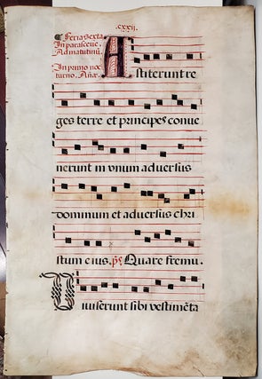Item #35000 16th Century Manuscript Antiphonal Leaf with Initials on Vellum. Illuminated...