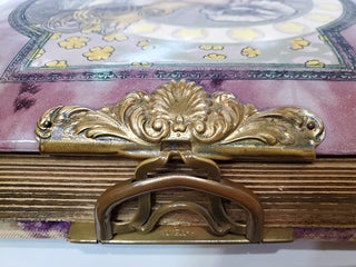 Antique Victorian Celluloid Photo Album with Thirty-Four Cabinet Photos.