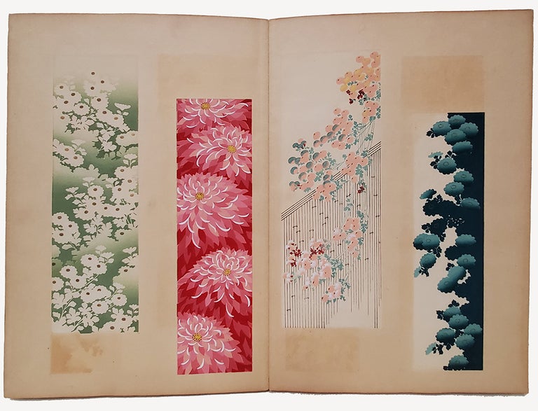 Item #35048 Japanese Leporello Zuan Book with Sixty-Four Woodblocks of Chrysanthemums. Japan - Pattern Books.