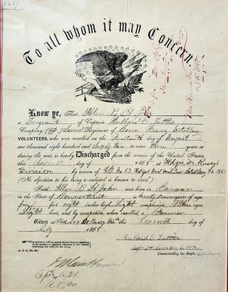 Item #35079 1865 Civil War Discharge Papers for Sergeant Allen B. St. John of the Second Regiment...